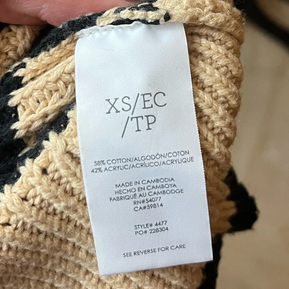 Cabi "Polo Turtleneck" (Item 4477) Women's Striped Sweater - Black and Tan - Picture 6 of 9